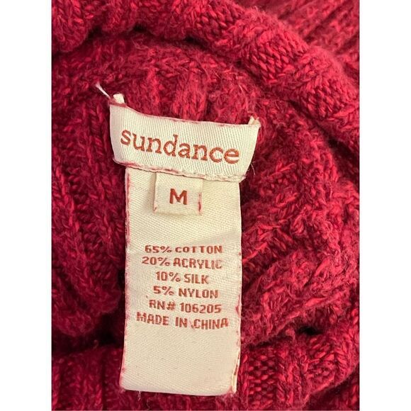 Sundance Women's Silk Blend Ribbed Knit Pullover Sweater Red Size Medium - Picture 3 of 4